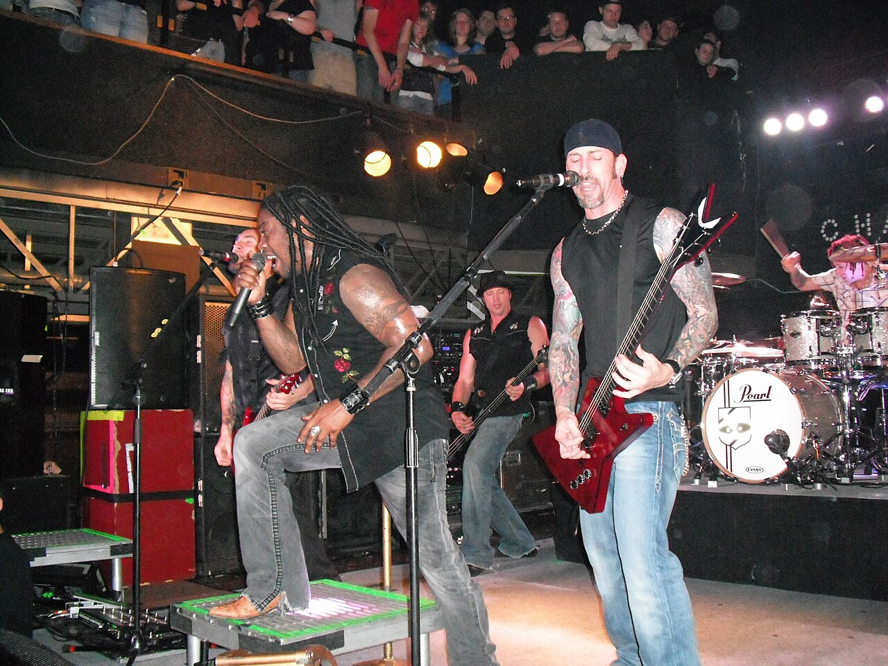 Headliner Sevendust performing at another show