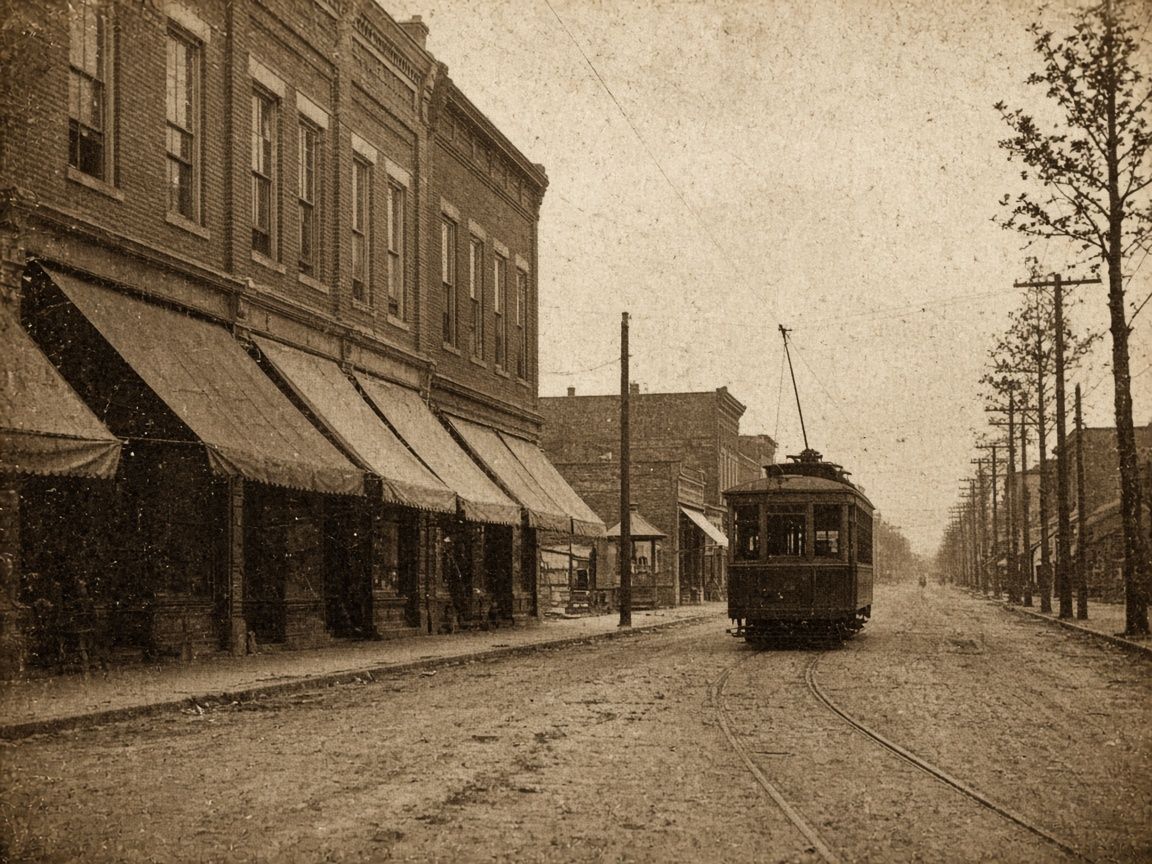 Illustration of an early downtown Streator street