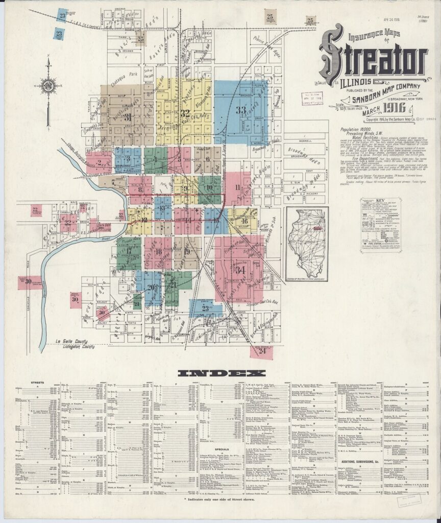 Sanborn Fire Insurance Map of Streator, 1916 (sheet 1)